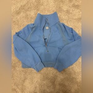 Cropped half zip scuba hoodie